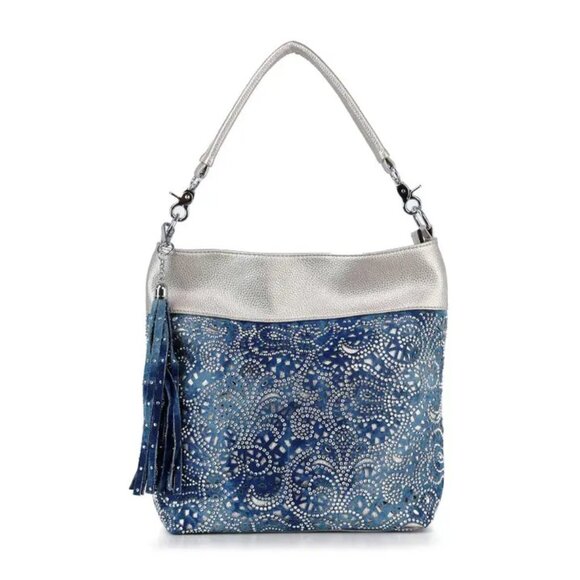 Sparkly Rhinestone Layered Lace Pattern Hobo Handbag - Picture 1 of 3